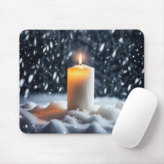 Tapis De Souris Bougie Lumineuse Dans Les Snowflakes (Avec souris)