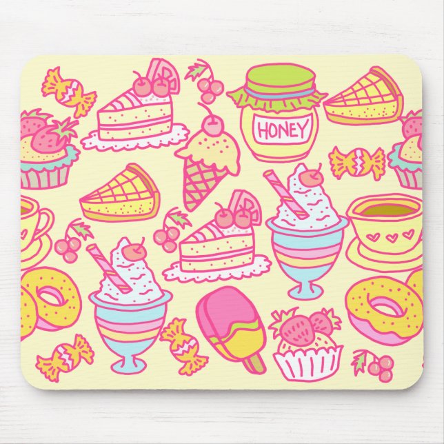 Tapis De Souris Boulangerie douce et boissons Jaune (Devant)