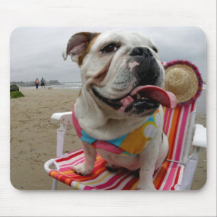 Tapis De Souris Bouledogue à la plage