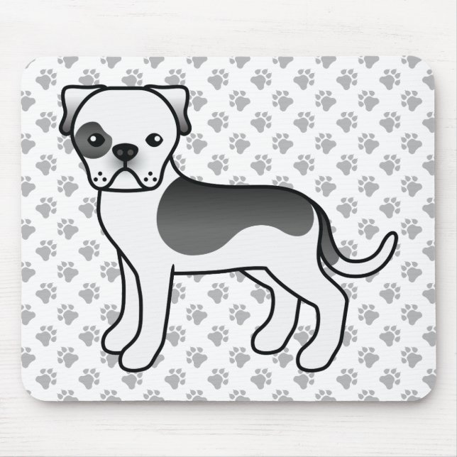 Tapis De Souris Bouledogue américain pie pie noir Chien de dessin  (Devant)