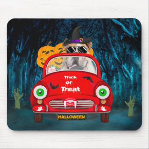 Tapis De Souris Bouledogue anglais conduisant une voiture effrayan
