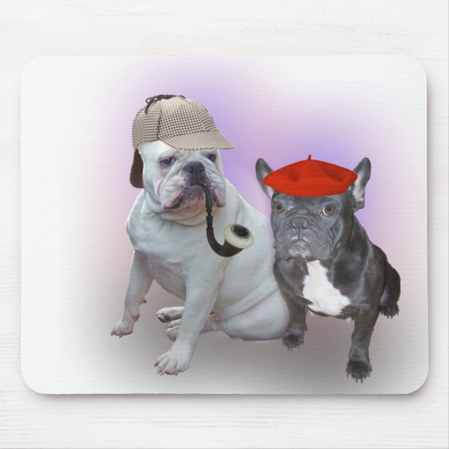 Tapis De Souris Bouledogue anglais et bouledogue français (Devant)