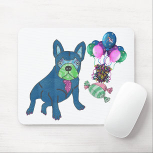 Tapis de souris Bouledogue français avec ballons d