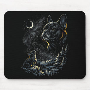 Tapis De Souris Bouledogue français hurlant à la lune vintage 90s