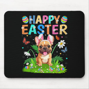 Tapis De Souris Bouledogue Français Joyeuses Pâques Chasse aux œuf