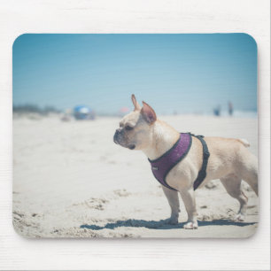 Tapis De Souris Bouledogue français sur la plage