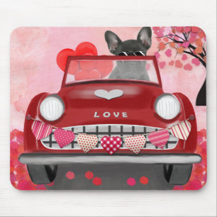 Tapis De Souris Bouledogue français voiture avec coeurs Saint-Vale
