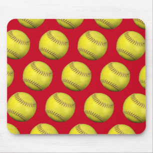 Tapis De Souris Boules douces jaunes sur rouge