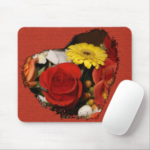 Tapis De Souris Bouquet bordé déchiqueté de coeur