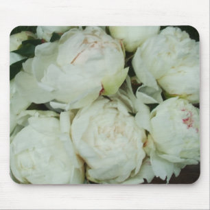 Tapis De Souris Bourgeon floraux blancs de pivoine