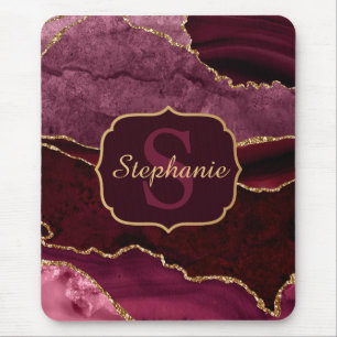 Tapis De Souris Bourgogne Rouge & Or Parties scintillant Marbre Ag