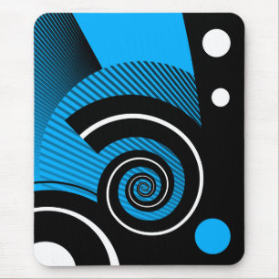 Tapis De Souris Bousepad moderne, abstrait, blau, blanc, noir