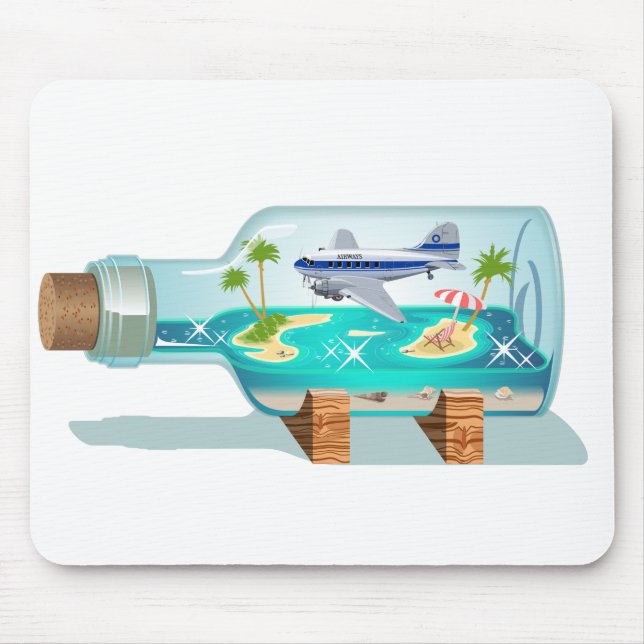Tapis De Souris Bouteille souvenir de dessin (Devant)