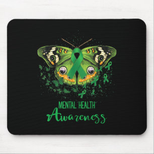 Tapis De Souris Bouton vert de sensibilisation à la santé mentale