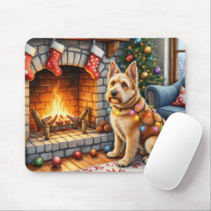 Tapis De Souris Bouviers des Flandres Cheminée Lumières de Noël