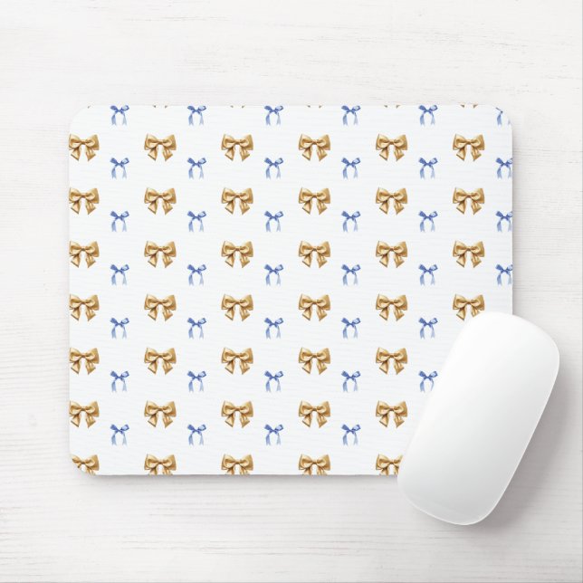 Tapis De Souris Bow Coquette Bleu et Or (Avec souris)