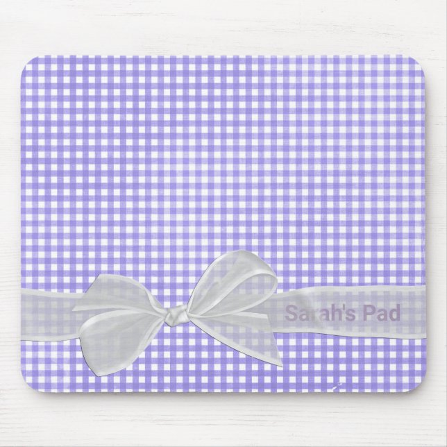 Tapis De Souris Bow en Sheer Blanc Sur En vichy Plaque Souris (Devant)