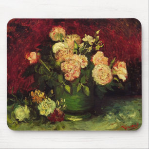 Tapis De Souris Bowl of Peonies et Rose, Vincent van Gogh