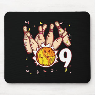 Tapis De Souris Bowling 9e Anniversaire Thème Bowling 9 Ans Drôle
