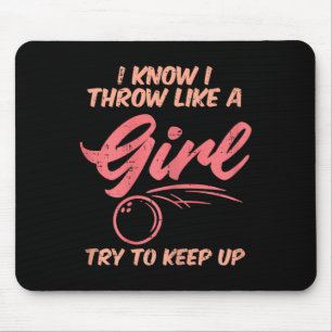 Tapis De Souris Bowling J'Aime Fille Sport Bowler Femmes Ados