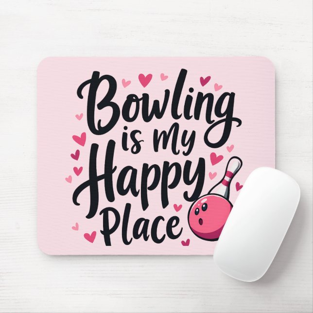 Tapis De Souris Bowling Lover Cute Retro esthétique Sports Design (Avec souris)