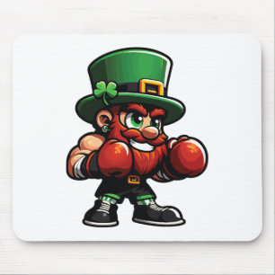 Tapis De Souris Boxe drôle St. Patrick Day Lucky Shamrock irlandai
