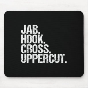 Tapis De Souris Boxe pieds-poings drôle Jab Hook Cross Uppercut 