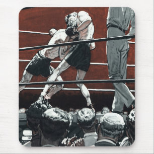 Tapis De Souris Boxe sportive vintage, des boxeurs s'affrontent su