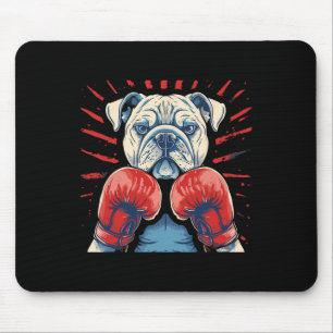 Tapis De Souris Boxer Bulldog Avec Gants De Boxe Kickboxing Drôle