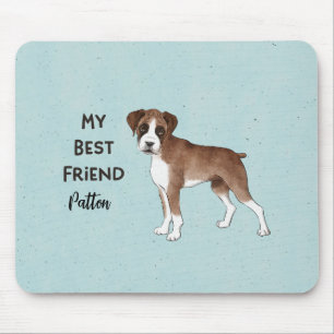 Tapis De Souris Boxer Chien Mon meilleur ami Personnalisé Nom de l