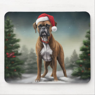 Tapis De Souris Boxer dans la neige de Noël