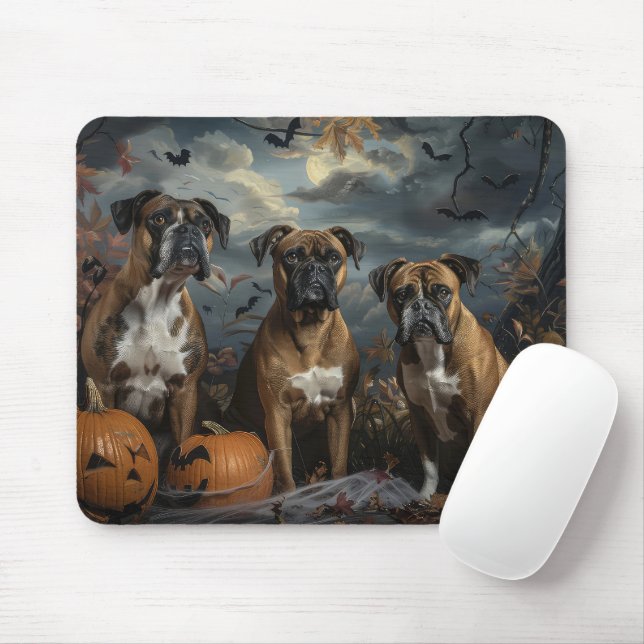 Tapis De Souris Boxer Halloween Night Doggy Délice (Avec souris)