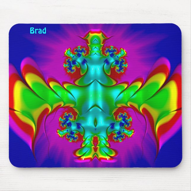 Tapis De Souris BRAD ~ Zany Hot Red, Green, Blue et Yellow ~ (Devant)