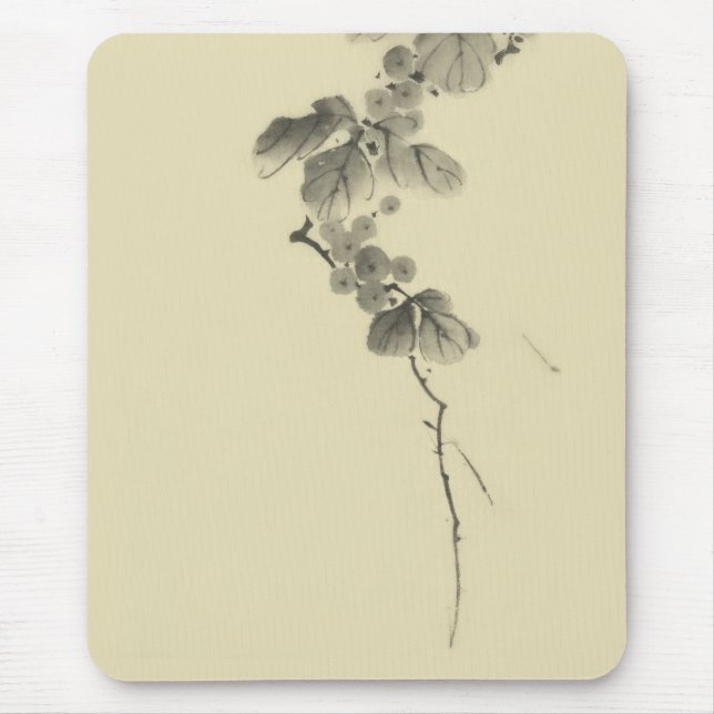 Tapis De Souris Branche avec Feuilles & Berries Hokusai Fine Art (Devant)