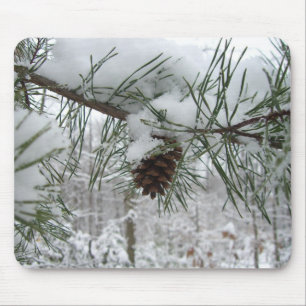 Tapis De Souris Branche des pins neigeux Photographie de la nature