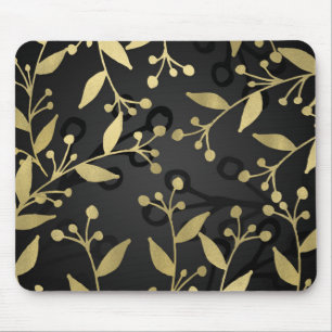 Tapis De Souris Branches botaniques modernes de Black & Gold