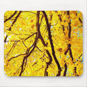 Tapis De Souris Branches d'automne - jaune or
