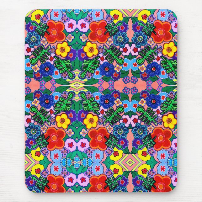 Tapis De Souris Bright Abstrait Flower Art (Devant)