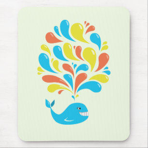 Tapis De Souris Bright Colorful Splash Happy Cartoon Whale