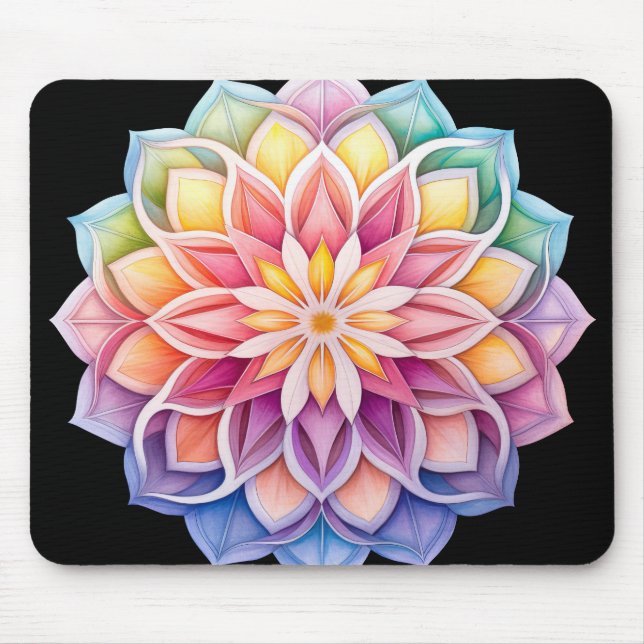 Tapis De Souris Bright Rainbow Mandala Floral (Devant)