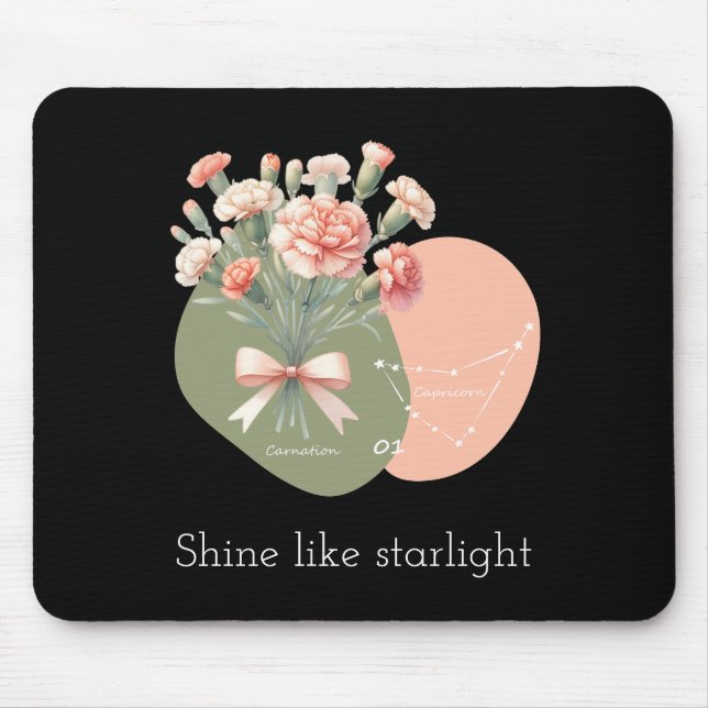 Tapis De Souris Brille Comme Starlight texte PinkCarnation Caprico (Devant)