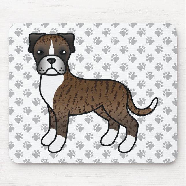 Tapis De Souris Brindle Boxer Chien Cute Cartoon Illustration & pa (Devant)