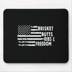 Tapis De Souris Brisket Butts Ribs Et Freedom Bbq Drapeau Américai