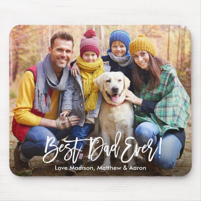Tapis De Souris Brochure moderne Script Meilleur papa Jamais Photo (Devant)
