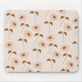 Tapis De Souris Brown Beige Retro Y2K Hippie Motif de tournesol