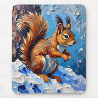 Tapis De Souris Brown Squirrel in the Snow
