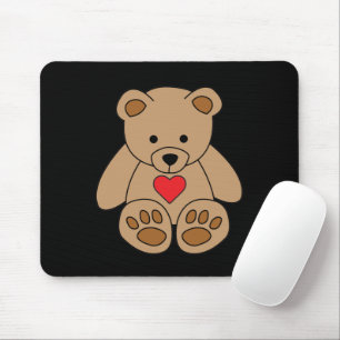 Tapis De Souris Brown Teddy Bear Coeur Saint Valentin Je t'aime