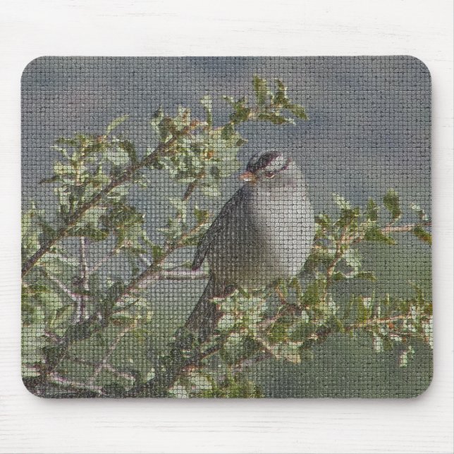 Tapis De Souris Bruant sur la branche Photo Mosaic Motif Nature (Devant)