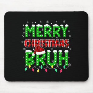 Tapis De Souris Bruh Noël à carreaux rouges
