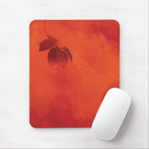 Tapis De Souris Brûlé Orange Persimmon Feuilles Abtract Automne